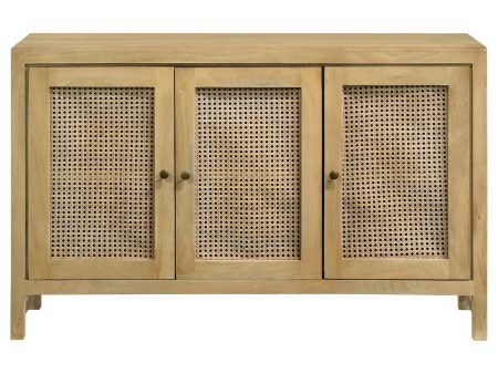 Amaryllis Natural Rectangular 3-Door Accent Cabinet For Cheap