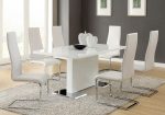 Anges Glossy White T-Shaped Pedestal Dining Table on Sale