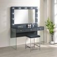 Afshan 3-Drawer Vanity Desk with Lighting Mirror Gray High Gloss Online Hot Sale