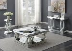 Amalia Clear Mirror Square Coffee Table with Lower Shelf Online Sale