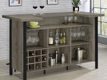 Bellemore Gray Driftwood Black Bar Unit with Footrest For Sale