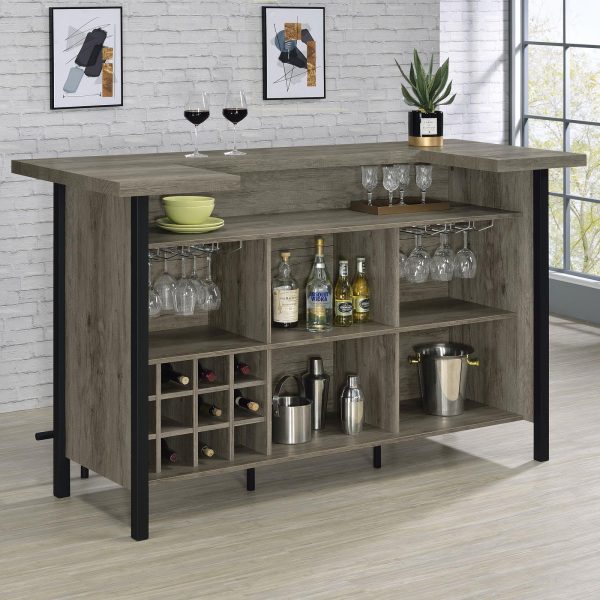 Bellemore Gray Driftwood Black Bar Unit with Footrest For Sale