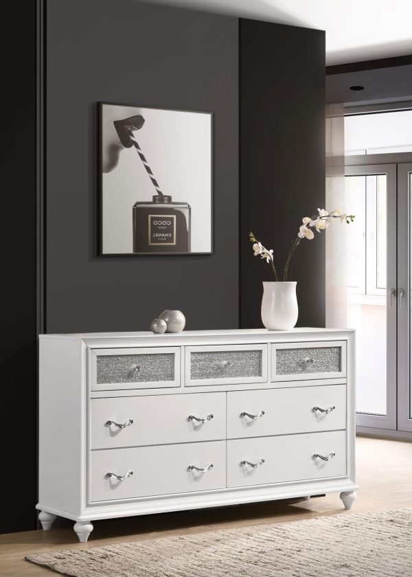 Barzini White 7-Drawer Dresser Fashion