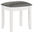 Barzini Metallic White Upholstered Vanity Stool For Sale