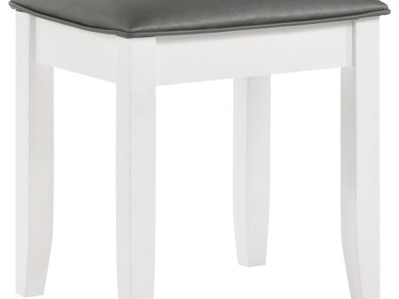 Barzini Metallic White Upholstered Vanity Stool For Sale