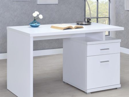 Irving White 2-Drawer Office Desk with Cabinet Online Hot Sale