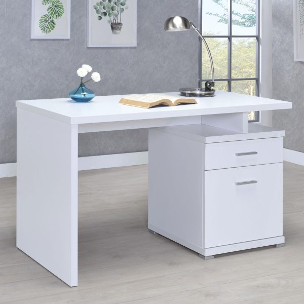 Irving White 2-Drawer Office Desk with Cabinet Online Hot Sale