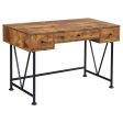 Analiese Antique Nutmeg Black 3-Drawer Writing Desk Online Hot Sale