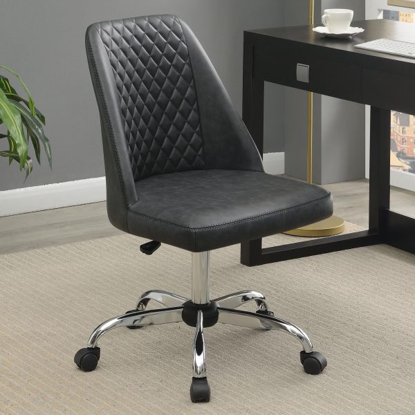 Althea Gray Chrome Upholstered Tufted Back Office Chair Online Hot Sale