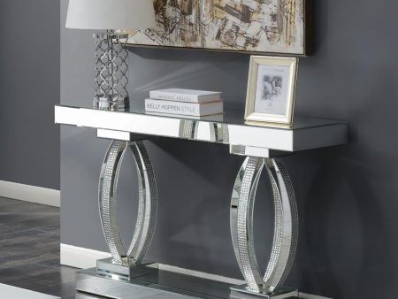 Amalia Rectangular Sofa Table with Shelf Clear Mirror For Sale