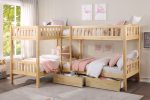 Bartly Pine Corner Bunk Bed with Storage Boxes For Sale