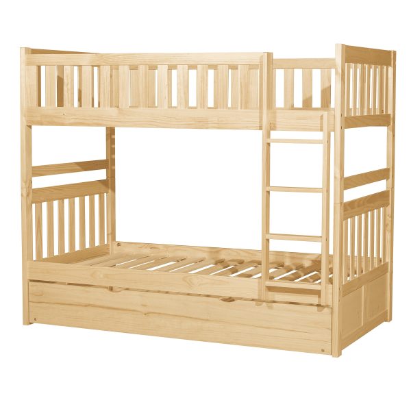 Bartly Pine  Twin Twin Bunk Bed with Twin Trundle For Discount