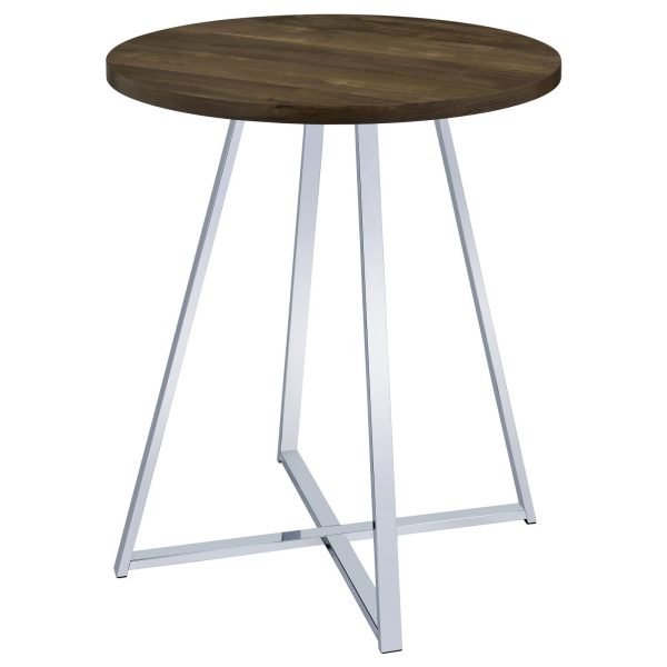 Bexter White Chrome Faux Marble Round Top Bar Table For Sale