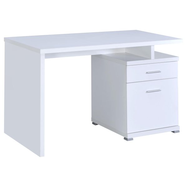 Irving White 2-Drawer Office Desk with Cabinet Online Hot Sale