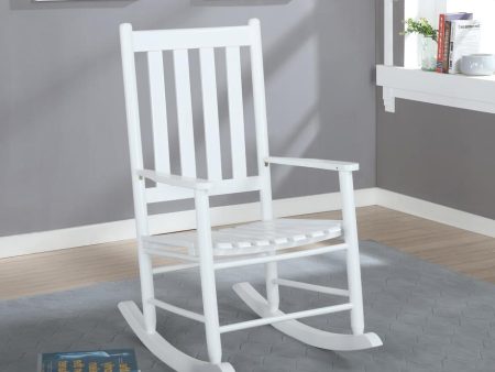 Annie White Slat Back Wooden Rocking Chair on Sale