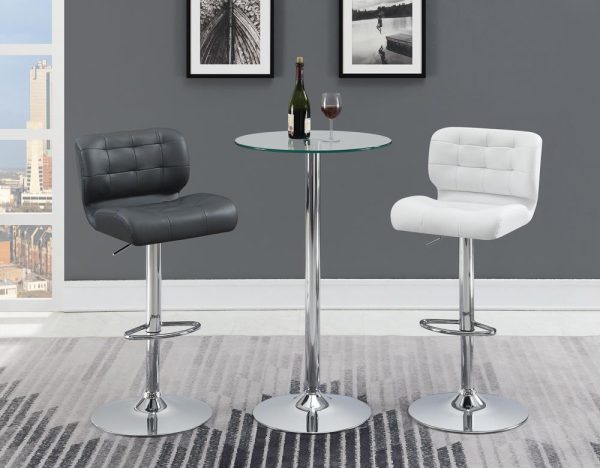 Abiline Chrome Glass Top Round Bar Table on Sale