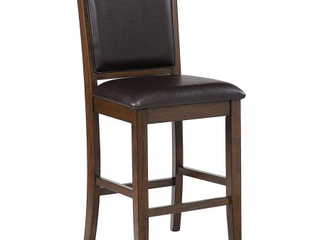 Dewey Brown Walnut Upholstered Counter Height Chairs with Footrest, Set of 2 on Sale