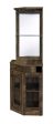 Alviso Rustic Oak Corner Bar Cabinet with Stemware Rack For Sale