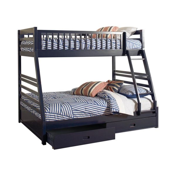 Ashton Navy Blue Twin over Full 2-Drawer Bunk Bed Cheap