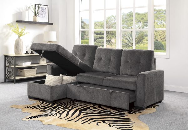 Carolina Dark Gray Reversible Storage Sleeper Sofa Chaise Online now