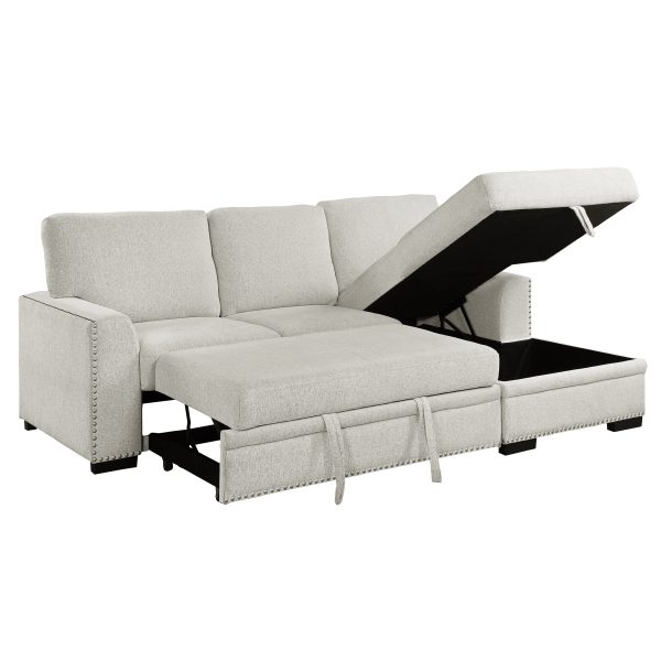 Morelia Beige RAF Storage Sleeper Sofa Chaise For Sale