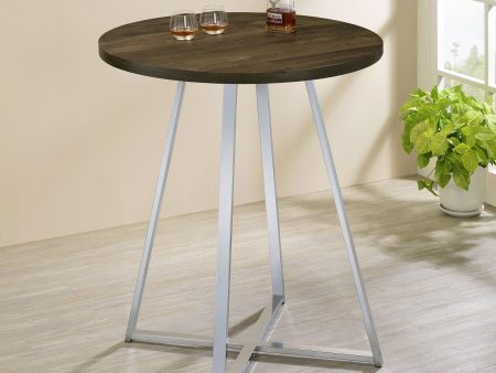 Bexter White Chrome Faux Marble Round Top Bar Table For Sale