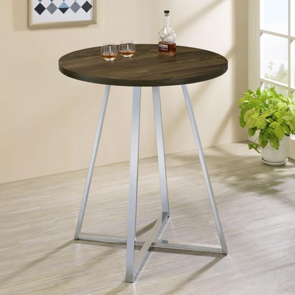 Bexter White Chrome Faux Marble Round Top Bar Table For Sale