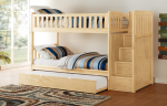 Bartly Pine Twin Twin Step Bunk Bed with Twin Trundle Discount