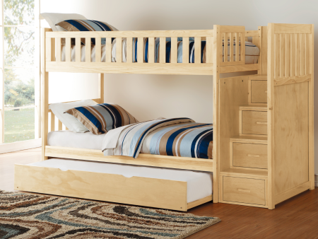 Bartly Pine Twin Twin Step Bunk Bed with Twin Trundle Discount