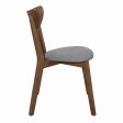 Alfredo Gray Natural Walnut Upholstered Dining Chairs, Set of 2 For Sale