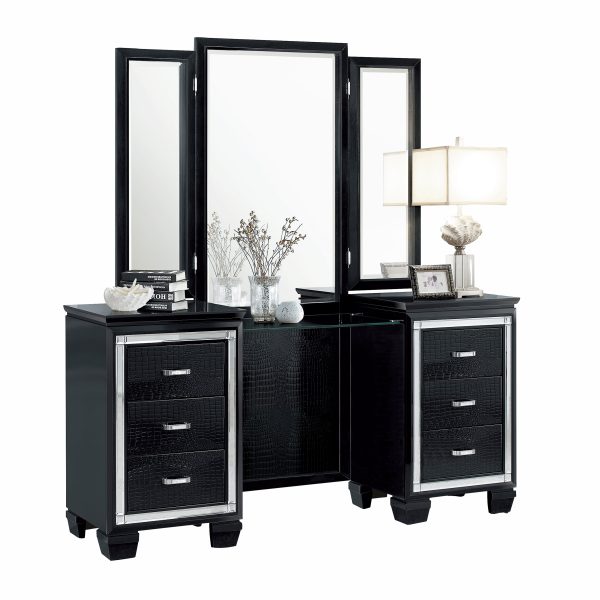 Allura Black Vanity Dresser with Mirror Online