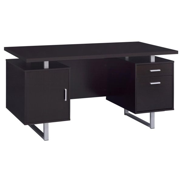 Lawtey Cappuccino Rectangular Storage Office Desk Hot on Sale