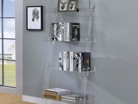 Amaturo Clear 4-Shelf Ladder Bookcase Hot on Sale