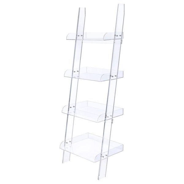 Amaturo Clear 4-Shelf Ladder Bookcase Hot on Sale