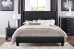 Amelia Black PU Leather King Platform Bed For Cheap