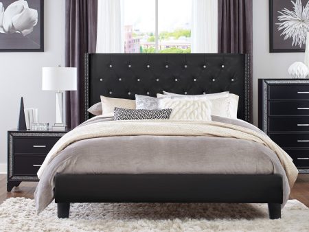 Amelia Black PU Leather King Platform Bed For Cheap