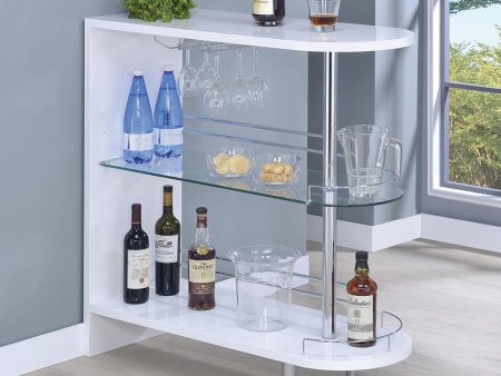 Adolfo Glossy White Clear 3-Tier Bar Table Supply