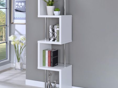 Baxter White Chrome 4-Shelf Bookcase Online Sale