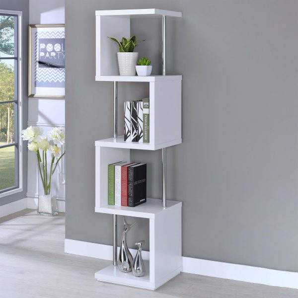 Baxter White Chrome 4-Shelf Bookcase Online Sale