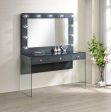 Afshan 3-Drawer Vanity Desk with Lighting Mirror Gray High Gloss Online Hot Sale