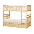 Bartly Pine  Twin Twin Bunk Bed with Twin Trundle For Discount