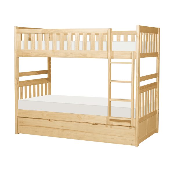 Bartly Pine  Twin Twin Bunk Bed with Twin Trundle For Discount