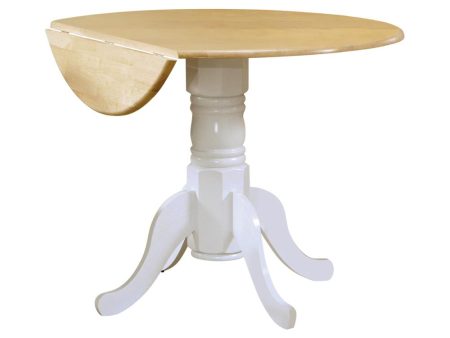 Allison Natural Brown White Drop Leaf Round Dining Table Online Hot Sale