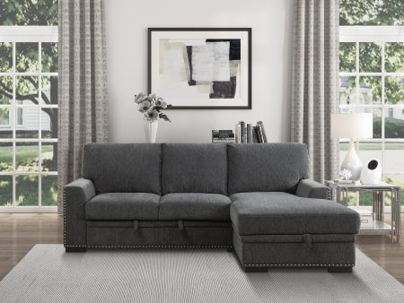 Morelia Charcoal RAF Storage Sleeper Sofa Chaise Online Hot Sale