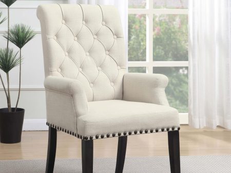 Alana Beige Smokey Black Upholstered Arm Chair Online now