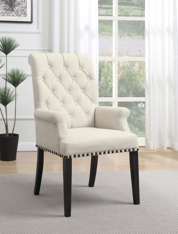 Alana Beige Smokey Black Upholstered Arm Chair Online now