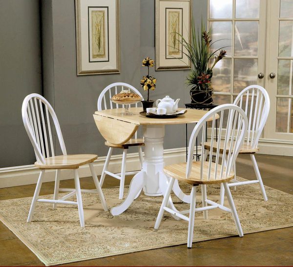 Allison Natural Brown White Drop Leaf Round Dining Table Online Hot Sale