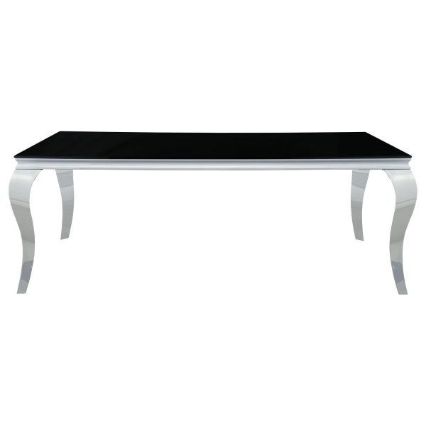 Carone Black Chrome Rectangular Glass Top Dining Table Online Hot Sale