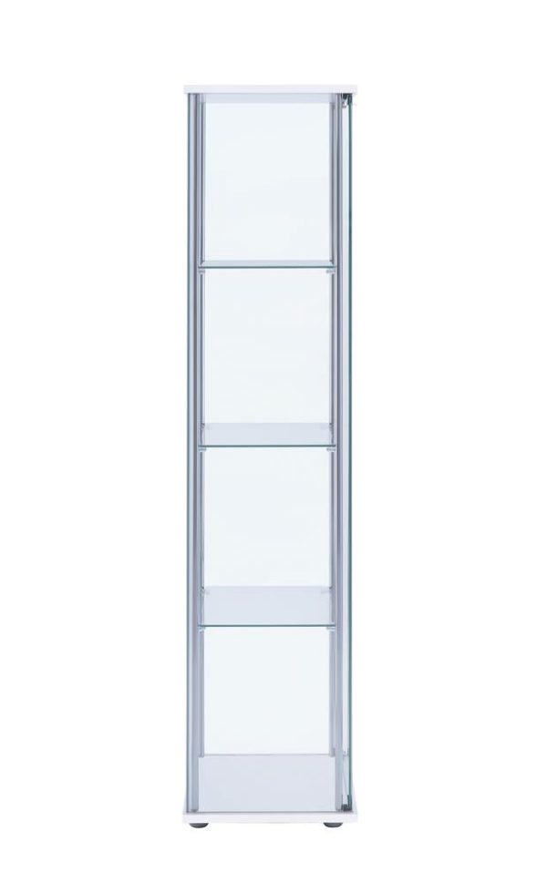 Bellatrix White Clear Rectangular 4-Shelf Curio Cabinet Supply