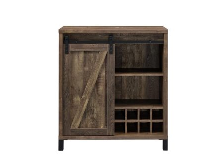 Arlington Rustic Oak Bar Cabinet with Sliding Door Online Hot Sale